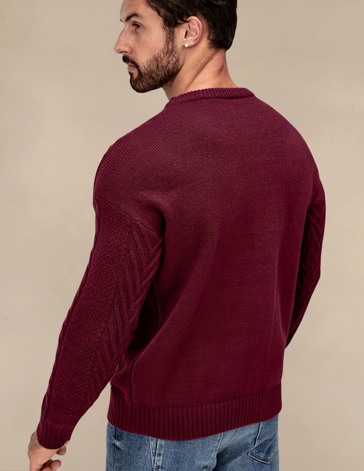 Elastyczny Sweter Męski W Prążek