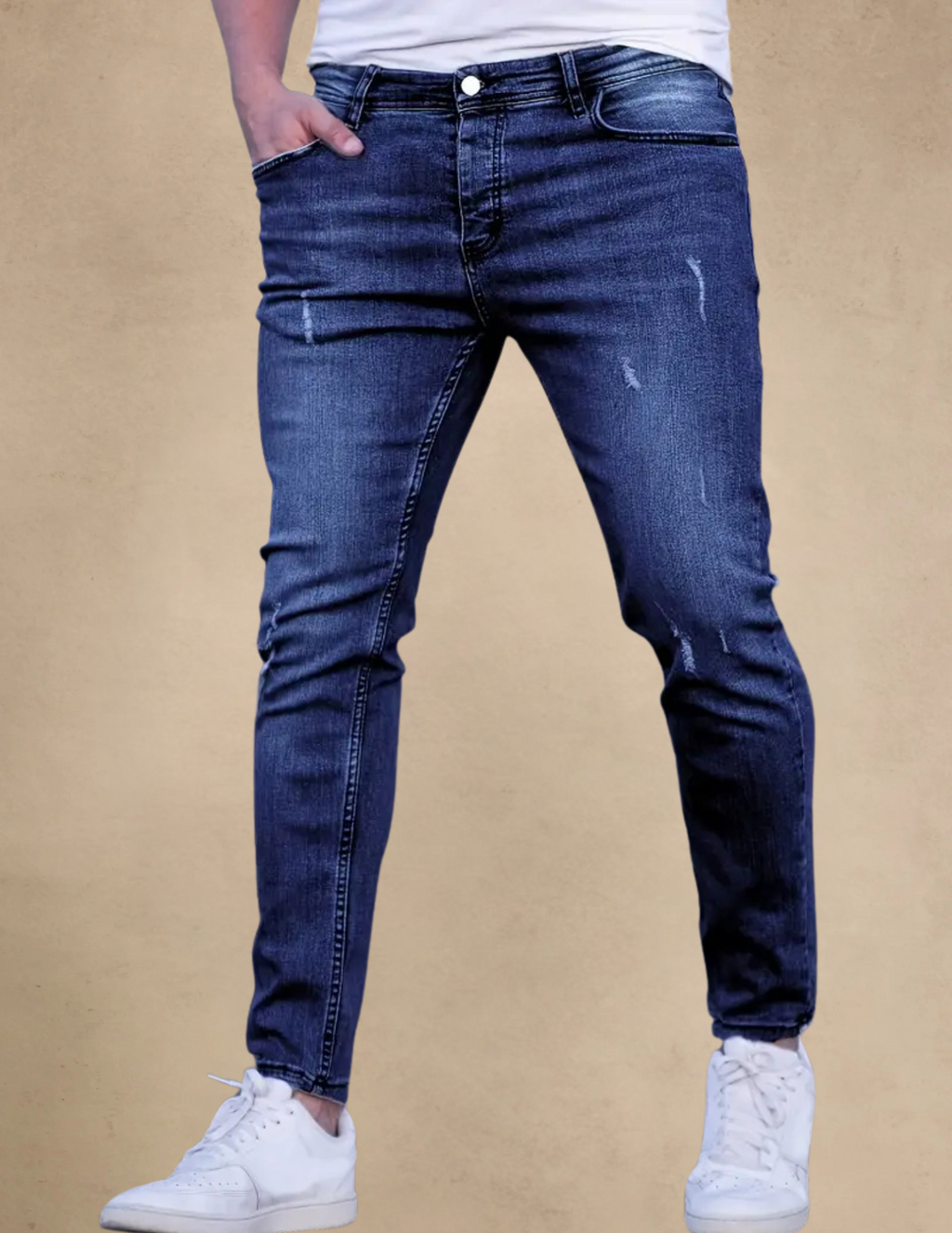 Spodnie Męskie Jeansowe Slim Fit Casualowe