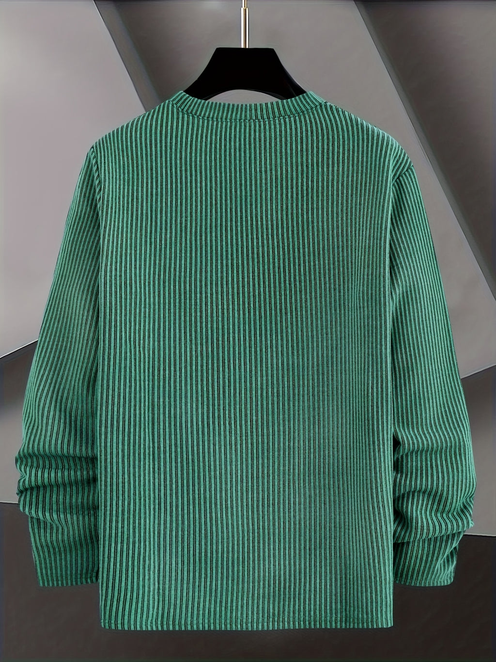 Sweter Męski Żebrowany Dzianinowy z Okrągłym Dekoltem Casual na Wiosnę i Jesień