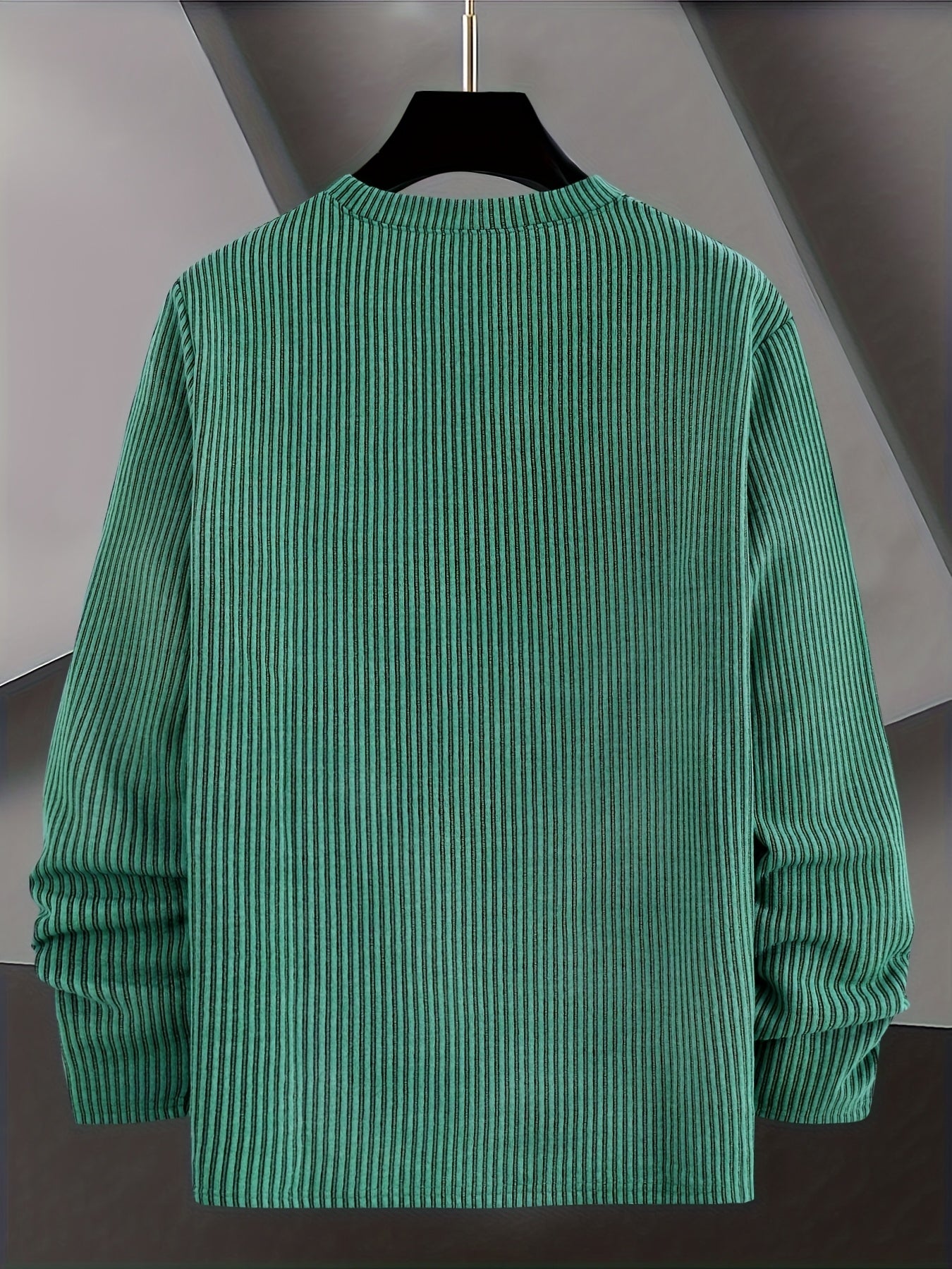 Sweter Męski Żebrowany Dzianinowy z Okrągłym Dekoltem Casual na Wiosnę i Jesień