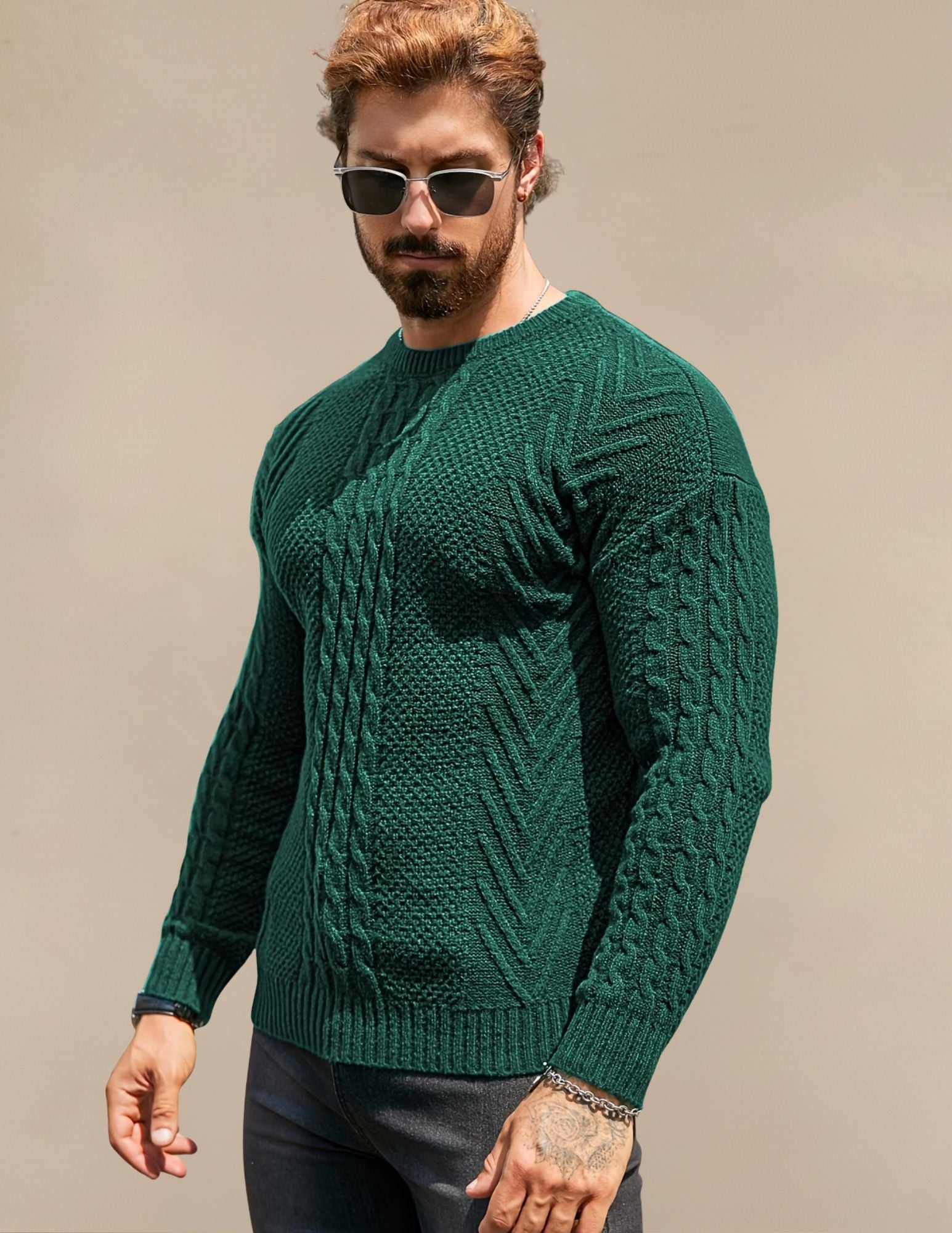 Elastyczny Sweter Męski W Prążek