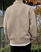 Sweter Męski Wełniany Half-Zip z Guzikami