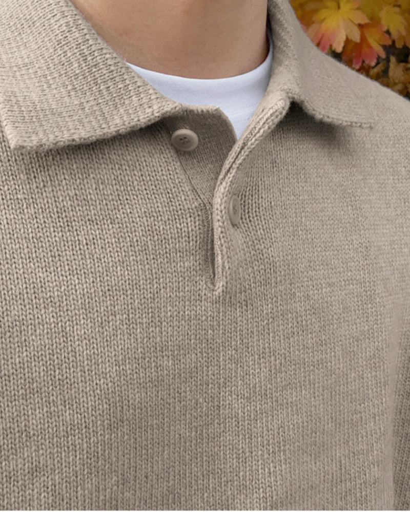 Bilbao — Sweter Wełniany Half-Zip z Guzikami
