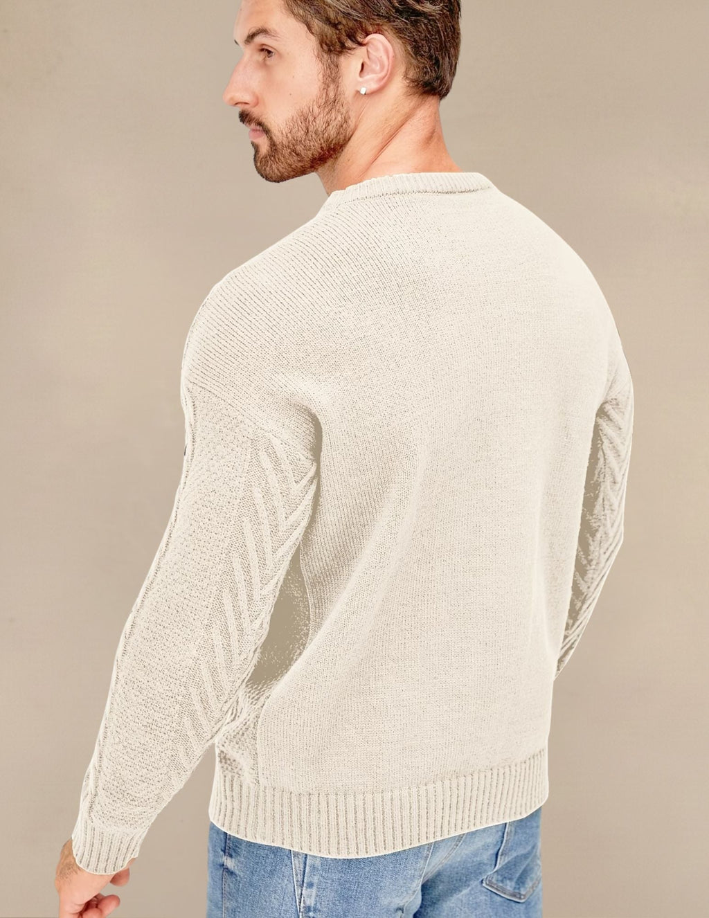 Elastyczny Sweter Męski W Prążek