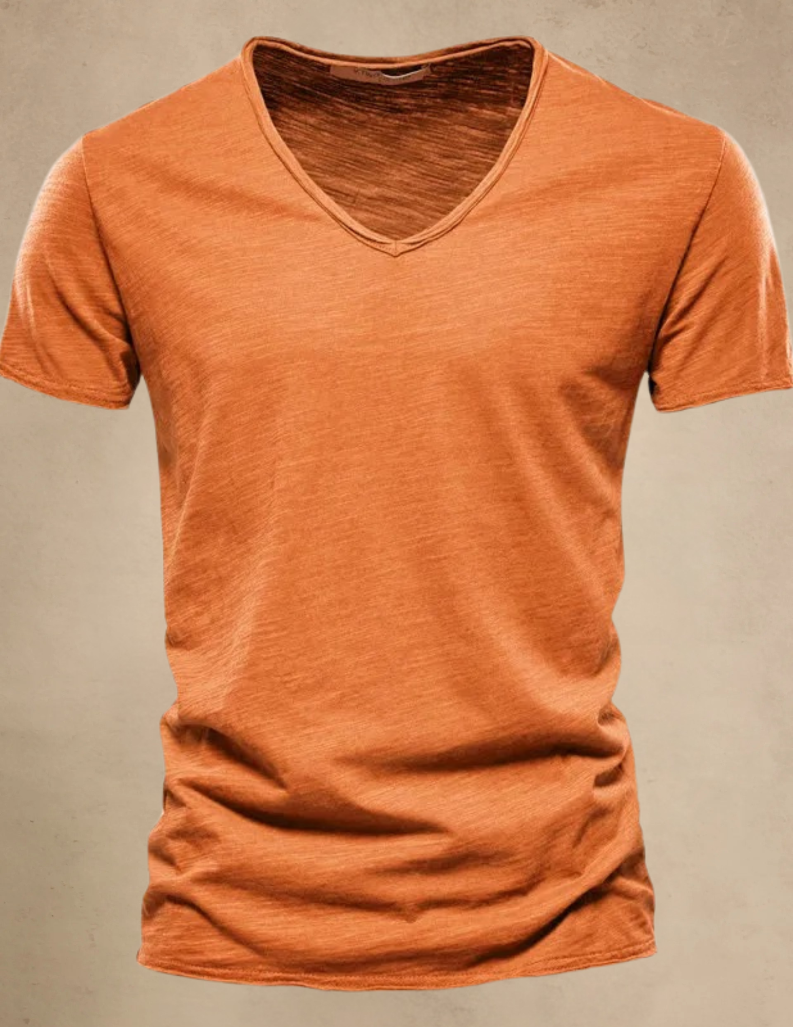 T-shirt Męski Melażowy z Dekoltem w Serek – Granatowy, Zielony, Czerwony i inne