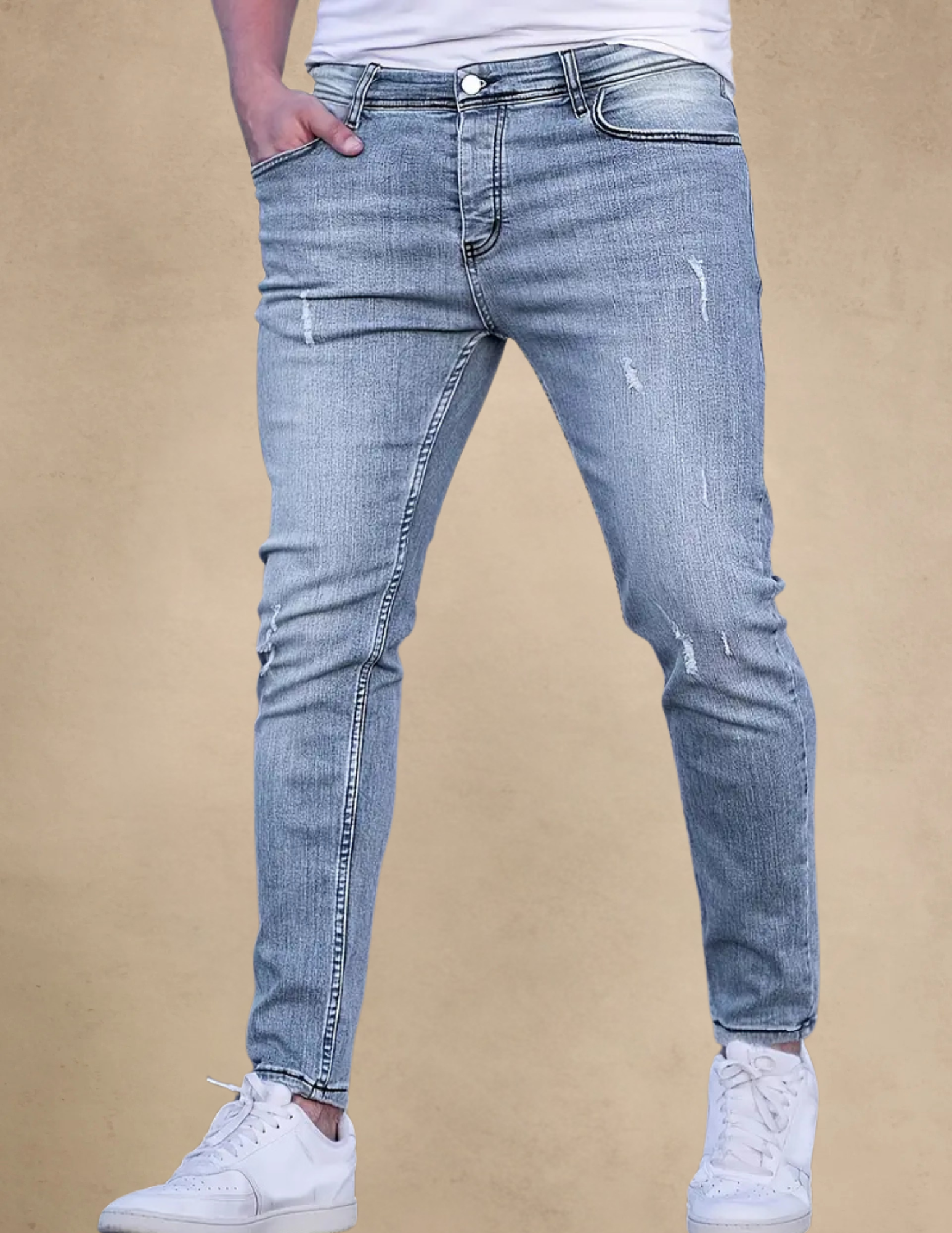 Spodnie Męskie Jeansowe Slim Fit Casualowe