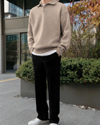 Sweter Męski Wełniany Half-Zip z Guzikami