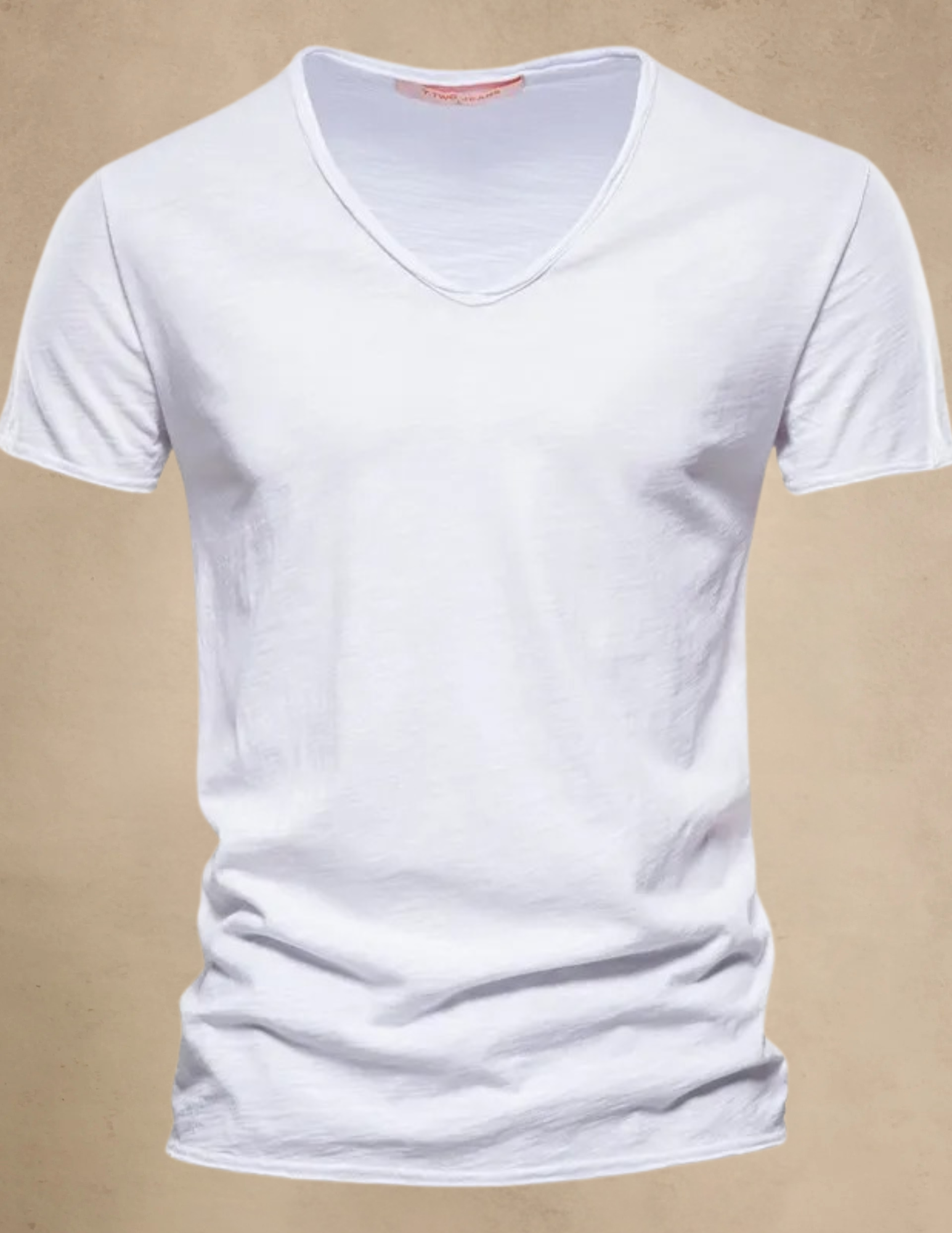 T-shirt Męski Melażowy z Dekoltem w Serek – Granatowy, Zielony, Czerwony i inne
