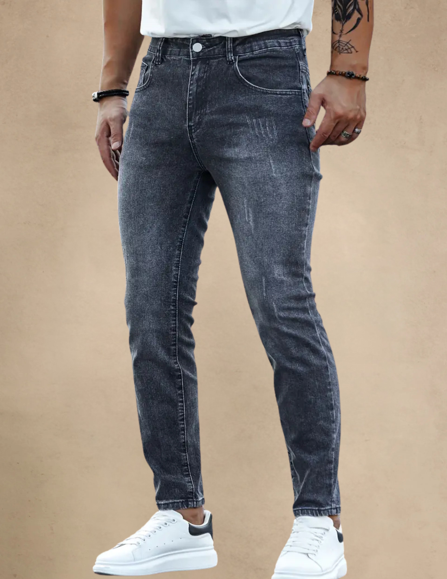 Spodnie Męskie Jeansowe Slim Fit Casualowe