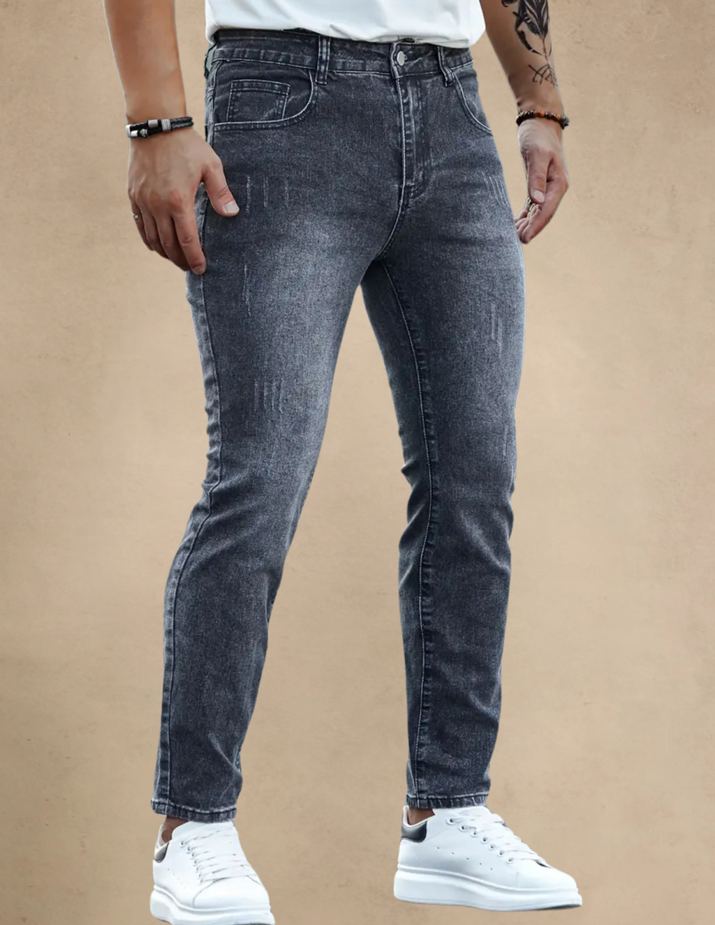 Spodnie Męskie Jeansowe Slim Fit Casualowe