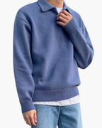 Sweter Męski Wełniany Half-Zip z Guzikami