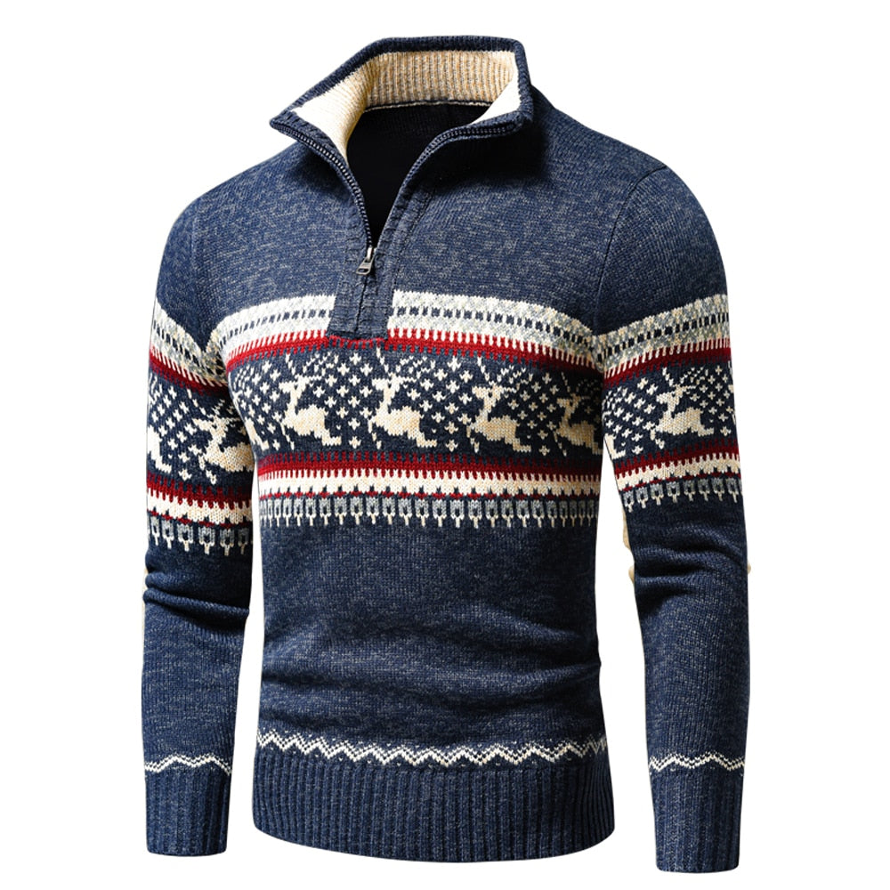 Męski sweter norweski ze stójką na zamek – zdjęcie 5