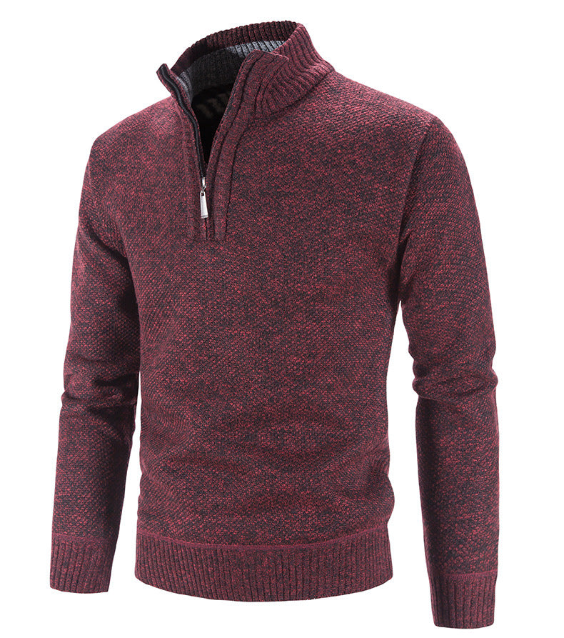 Męski sweter half-zip z melanżowej dzianiny – zdjęcie 5