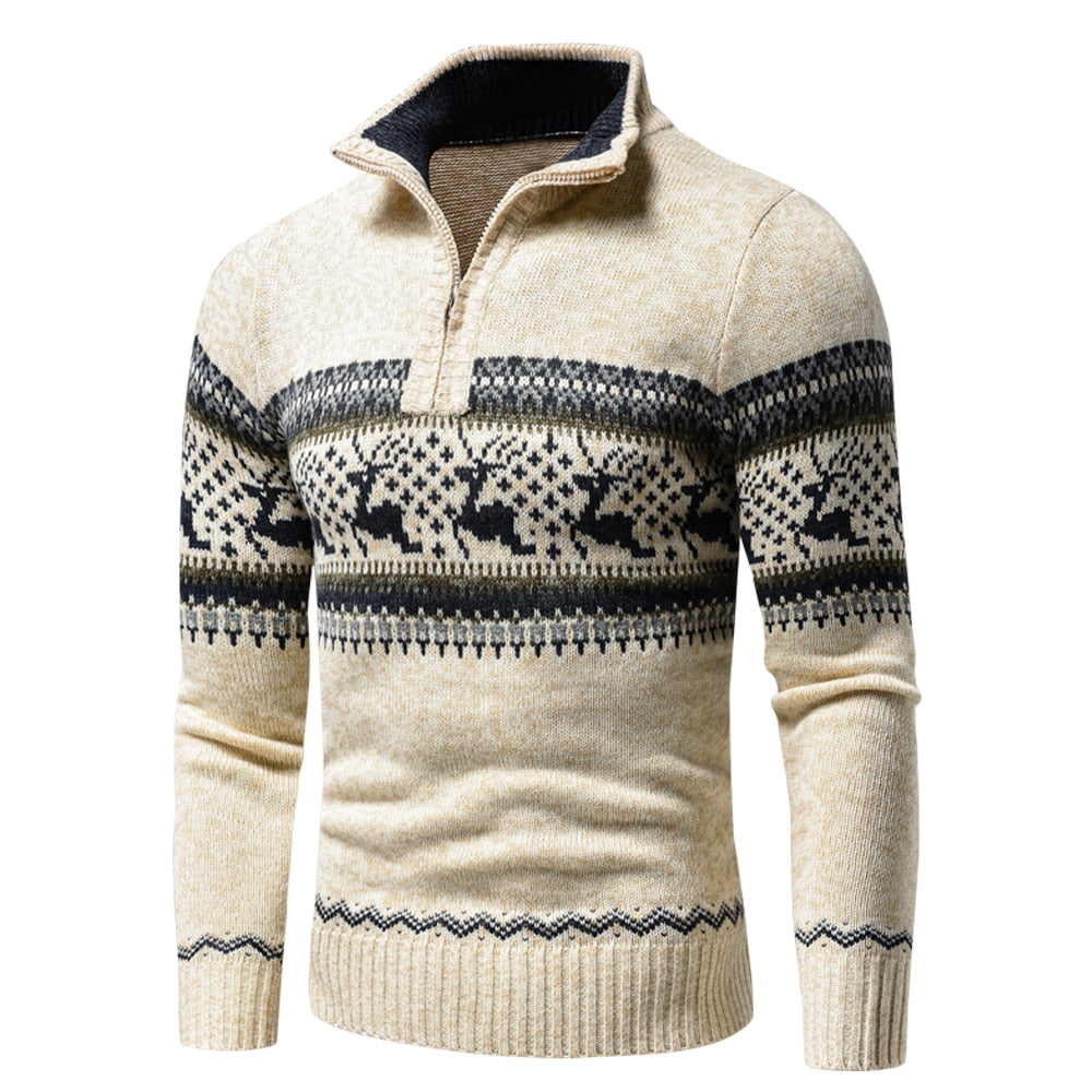 Męski sweter norweski ze stójką na zamek – zdjęcie 2