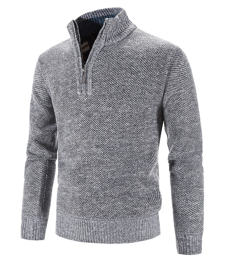 Męski sweter half-zip z melanżowej dzianiny – zdjęcie 6