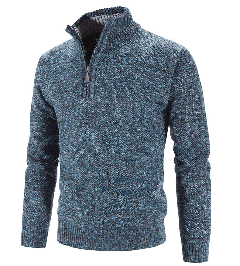 Męski sweter half-zip z melanżowej dzianiny – zdjęcie 1