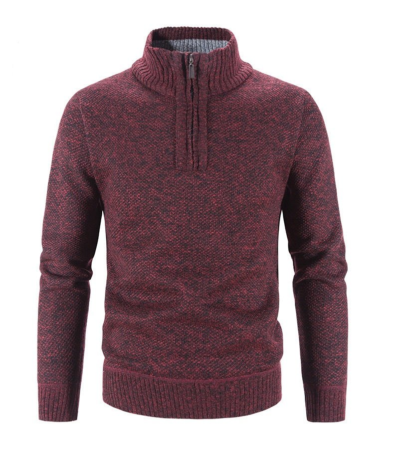 Męski sweter half-zip z melanżowej dzianiny – zdjęcie 7
