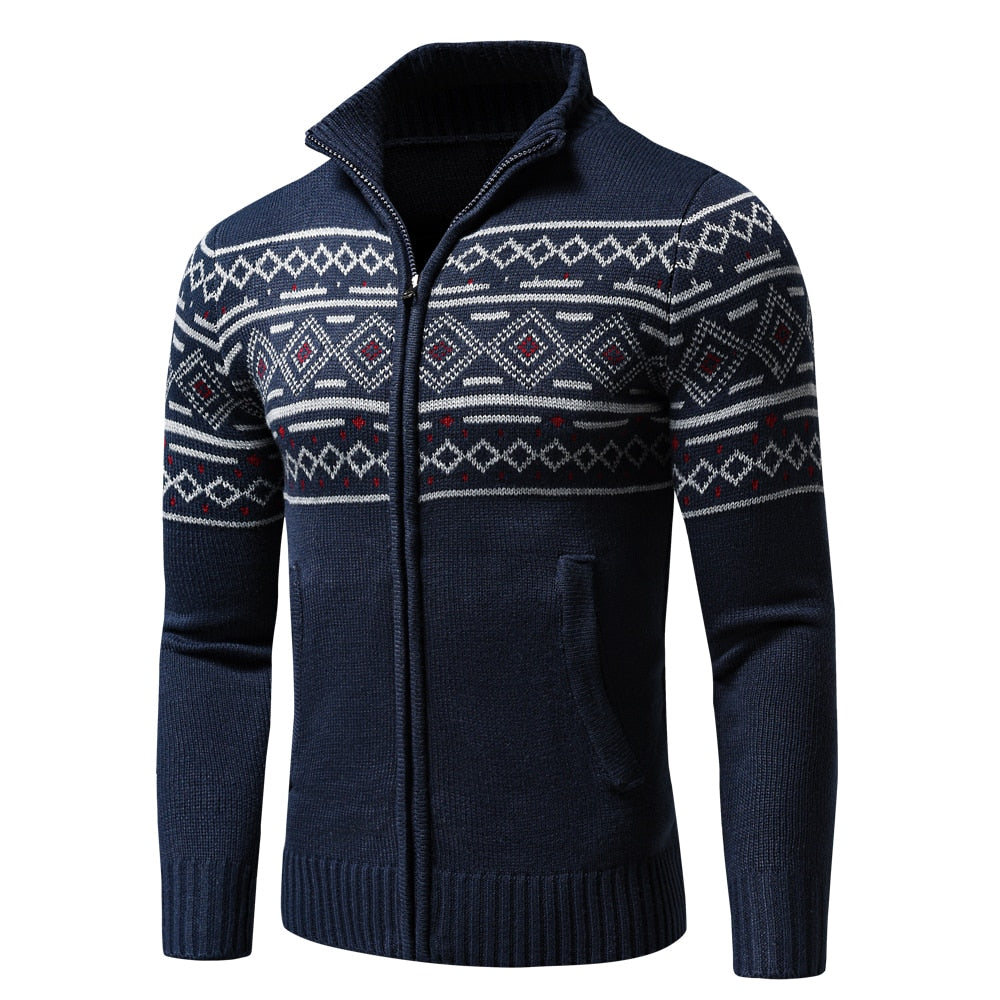 Męski sweter norweski ze stójką na zamek – zdjęcie 6