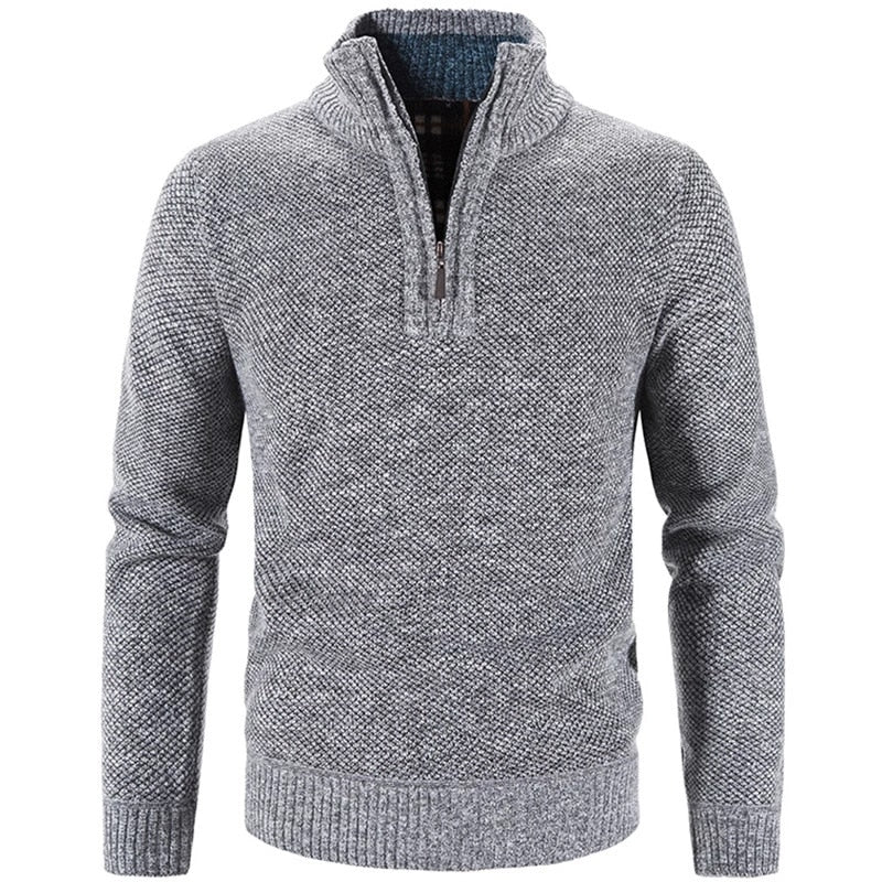 Męski sweter half-zip z melanżowej dzianiny – zdjęcie 3
