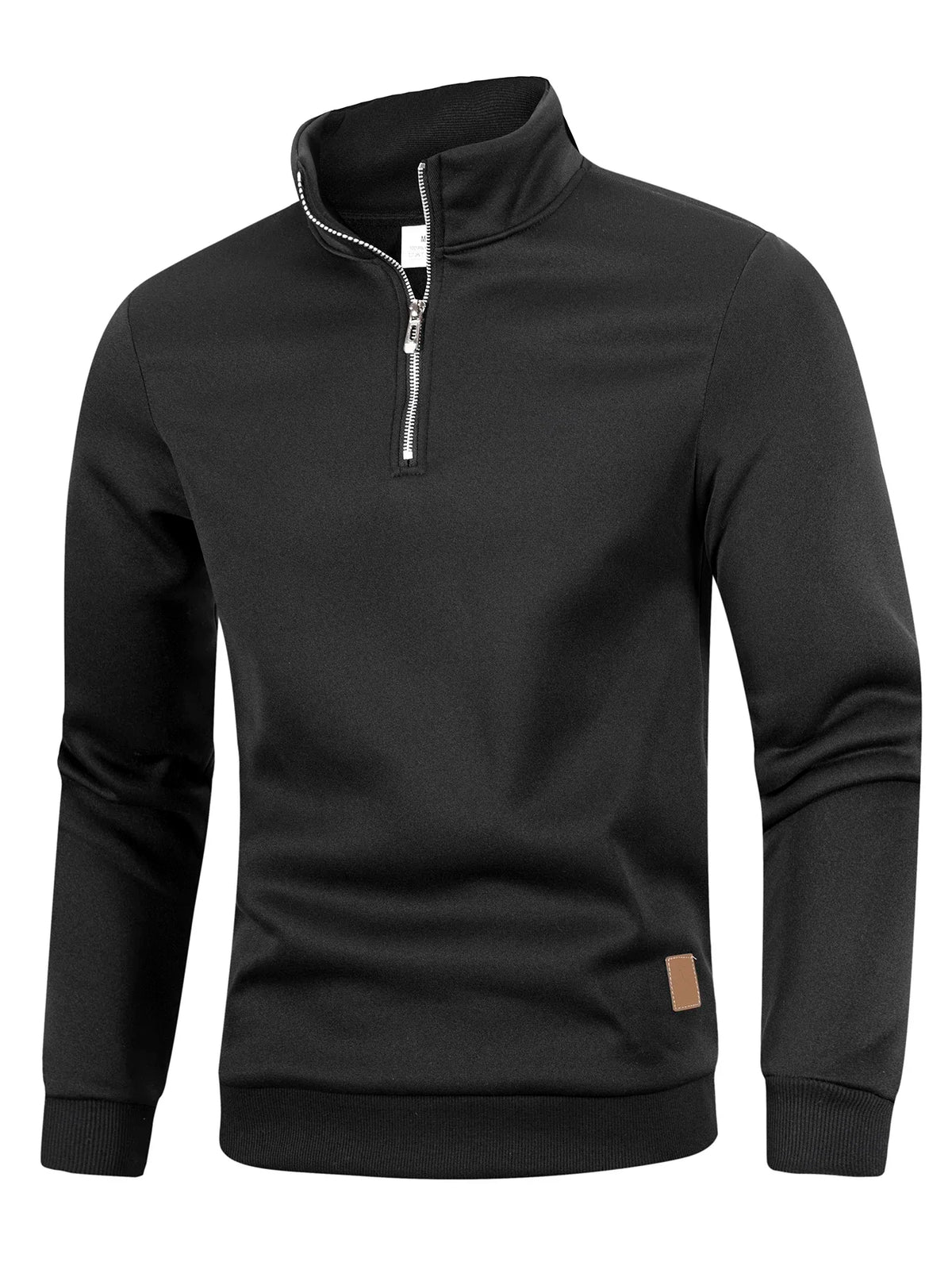 Męski Sweter ze Stójką na Zamek Quarter-Zip, Dzianinowy, Gładki, Długi Rękaw na Jesień i Zimę