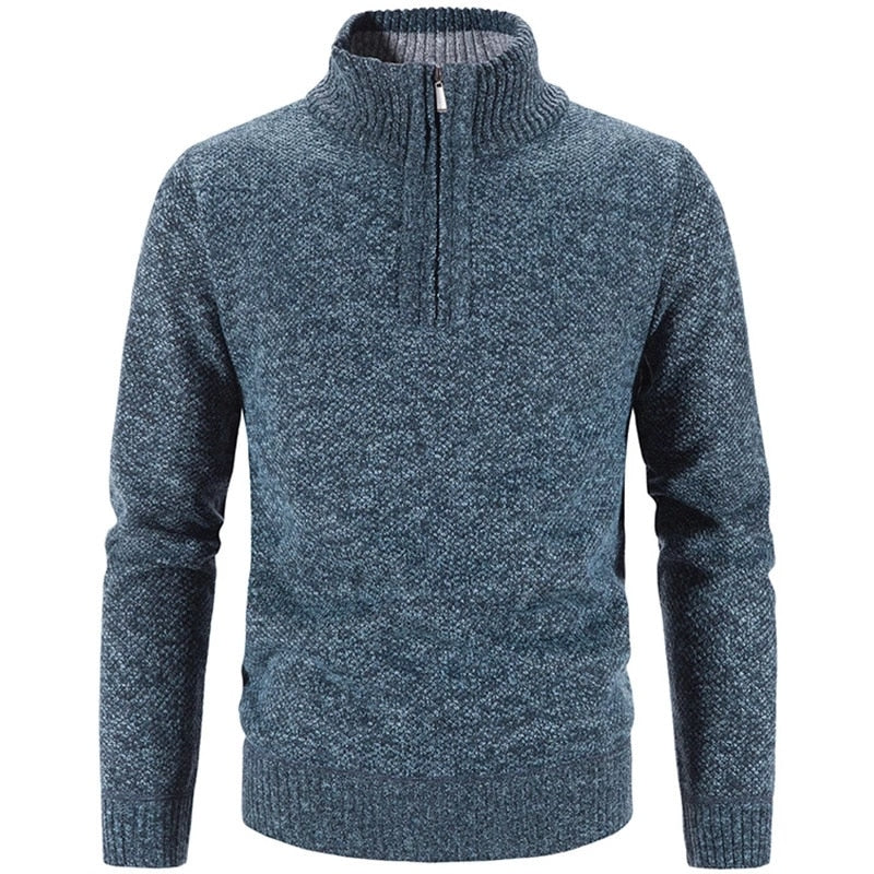 Męski sweter half-zip z melanżowej dzianiny – zdjęcie 4