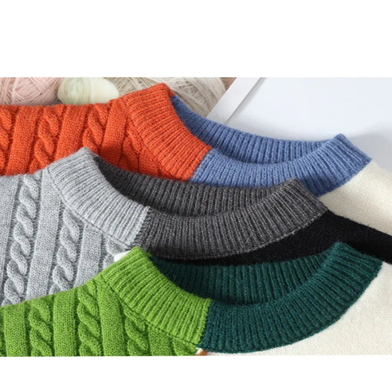 Męski sweter patchwork z kolorowymi panelami – zdjęcie 6