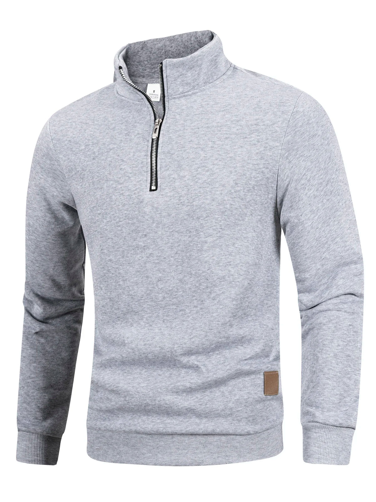 Męski Sweter ze Stójką na Zamek Quarter-Zip, Dzianinowy, Gładki, Długi Rękaw na Jesień i Zimę