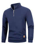 Męski Sweter ze Stójką na Zamek Quarter-Zip, Dzianinowy, Gładki, Długi Rękaw na Jesień i Zimę