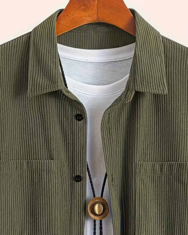 Overshirt Uomo in Velluto a Coste Manica Lunga