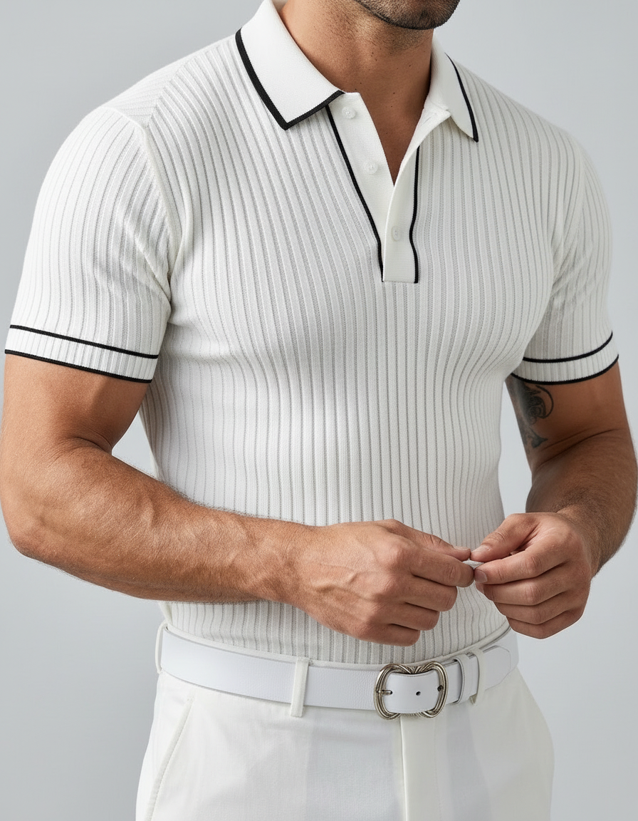 Garda — Koszula Jacquard Krótki Rękaw Elegancka