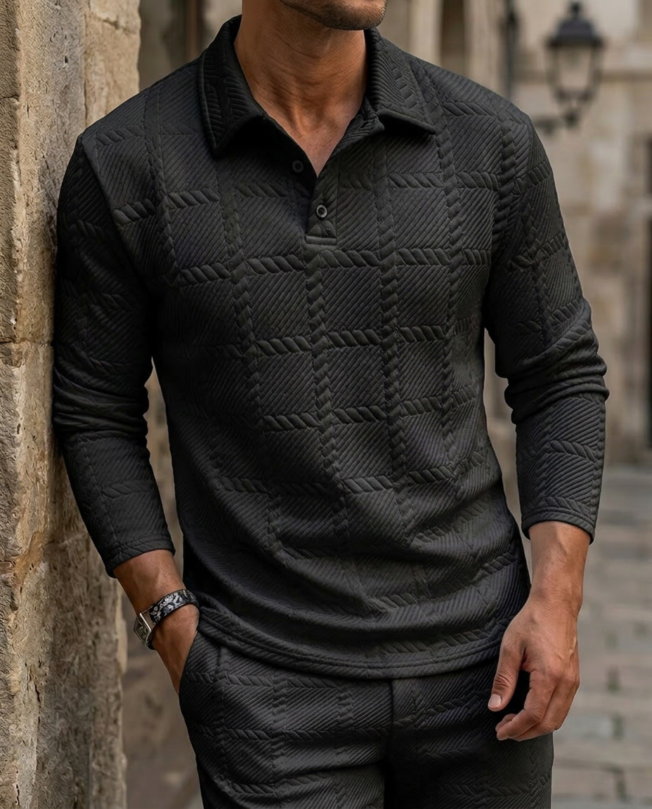 Idro — Polo Jacquard Casual Wiosna-Jesień