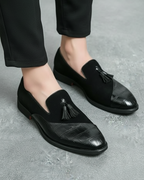 Mokasyny Męskie Zamszowe z Frędzlami Spiczasty Nos