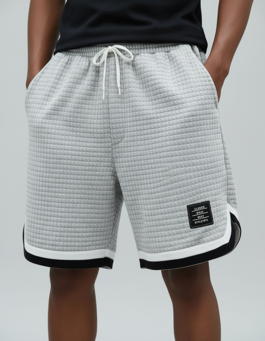 Lucca — Szorty Waffle Jacquard w Kontrastowe Paski