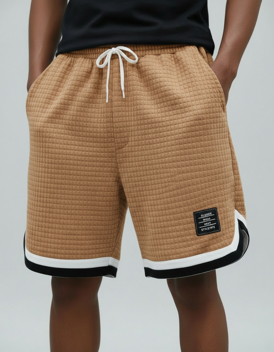 Lucca — Szorty Waffle Jacquard w Kontrastowe Paski