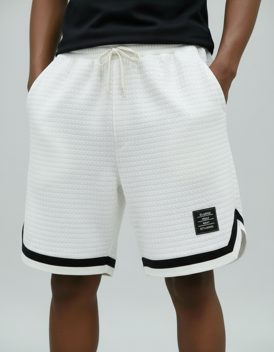 Lucca — Szorty Waffle Jacquard w Kontrastowe Paski