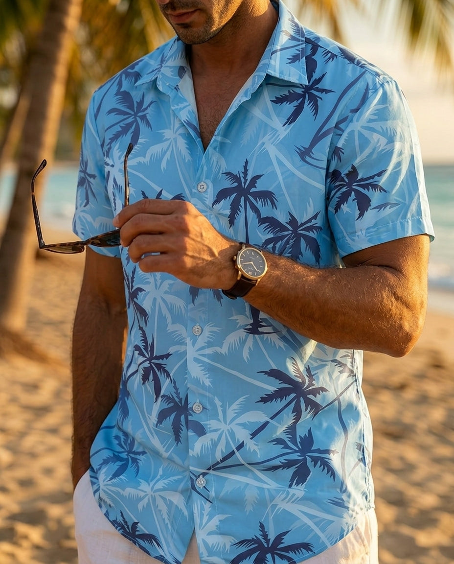 Taormina — Koszula Hawajska z Motywem Palm
