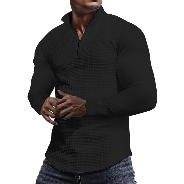 Męski sweter half-zip slim z waflową fakturą – zdjęcie 1
