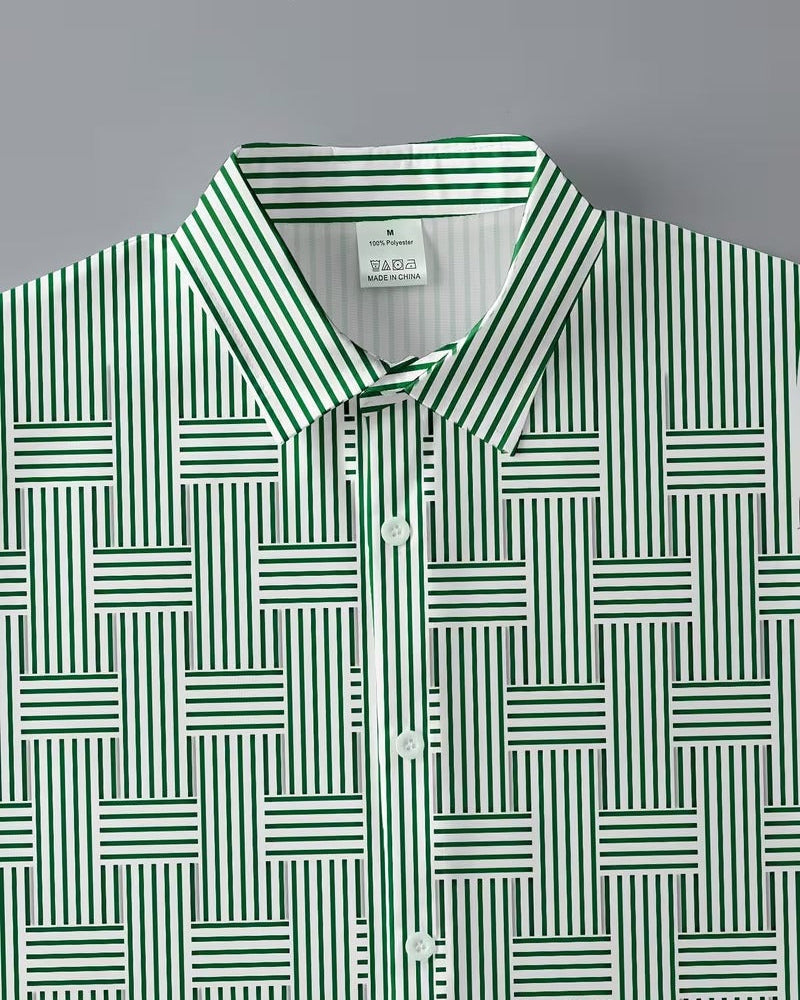 Adige — Koszula w Paski Vintage Długi Rękaw Styl Retro