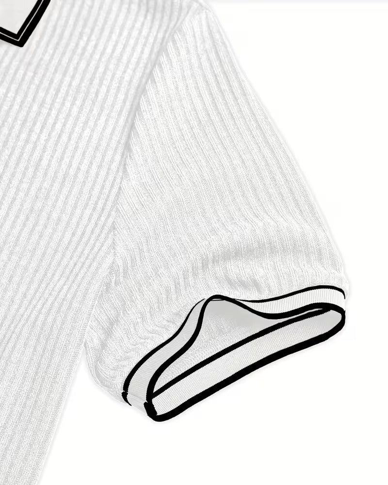 Garda — Koszula Jacquard Krótki Rękaw Elegancka
