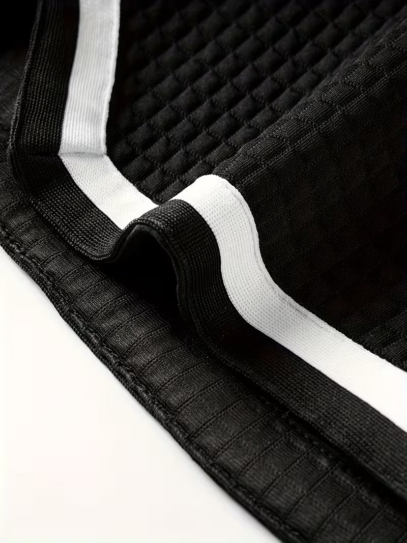 Lucca — Szorty Waffle Jacquard w Kontrastowe Paski