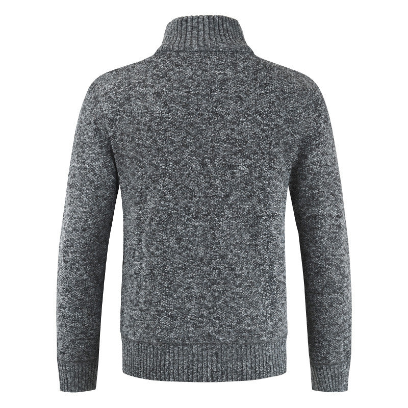 Męski sweter na zamek z podszewką w kratę – zdjęcie 6